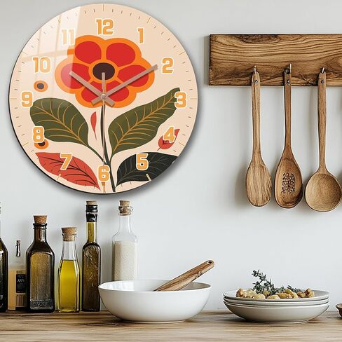 Floral Wall Clock, Boho Kitchen 10 Inch Wall-Clock Battery Operated Non Ticking, Silent Vintage Clock Decorative for Bedroom Office Living Room Wall Décor in Saudi Arabia