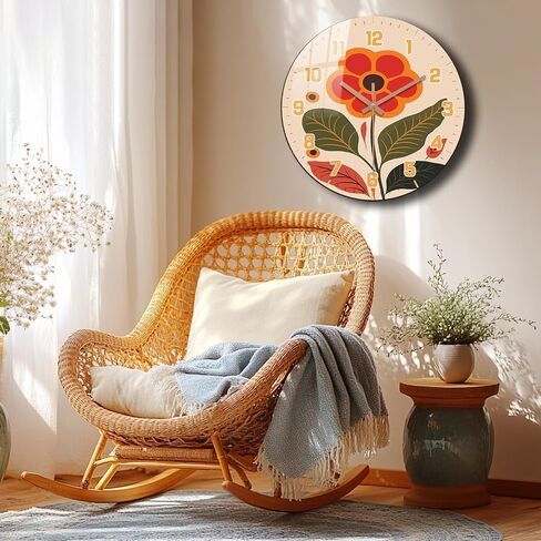 Floral Wall Clock, Boho Kitchen 10 Inch Wall-Clock Battery Operated Non Ticking, Silent Vintage Clock Decorative for Bedroom Office Living Room Wall Décor in Saudi Arabia