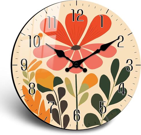 Floral Wall Clock, Boho Kitchen 10 Inch Wall-Clock Battery Operated Non Ticking, Silent Vintage Clock Decorative for Bedroom Office Living Room Wall Décor in Saudi Arabia