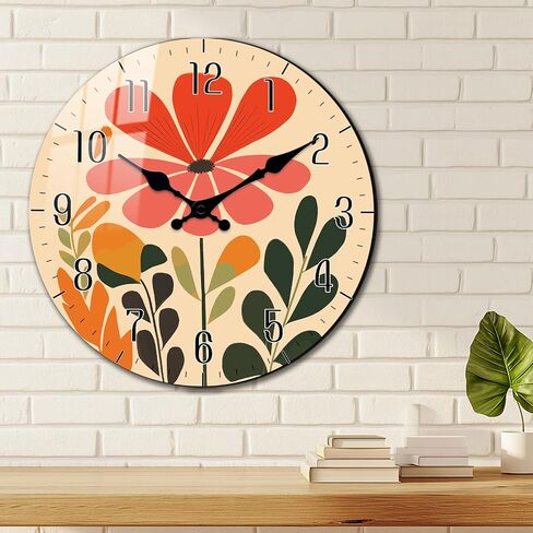 Floral Wall Clock, Boho Kitchen 10 Inch Wall-Clock Battery Operated Non Ticking, Silent Vintage Clock Decorative for Bedroom Office Living Room Wall Décor in Saudi Arabia