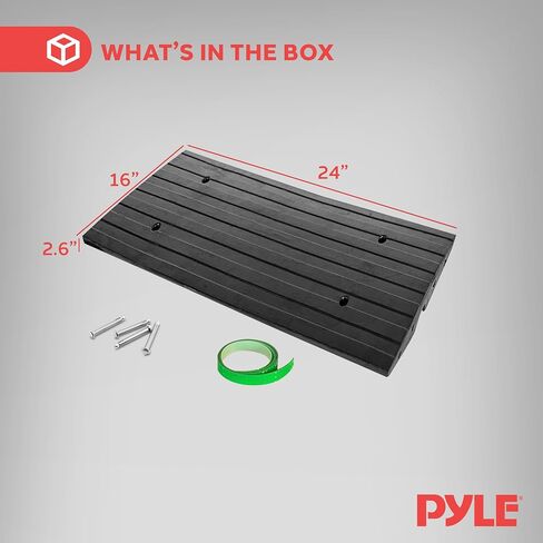 Pyle 2 Ft. Rubber Threshold Curb Ramp Set, Green Reflective Strip for Driveways, Non-Slip Marine Grade Rubber, Pack of 2 Heavy Duty Car Ramps for Trucks, RVs, Forklifts, 24.0’’x 16.0’’ x 2.6’’ Inches in Saudi Arabia