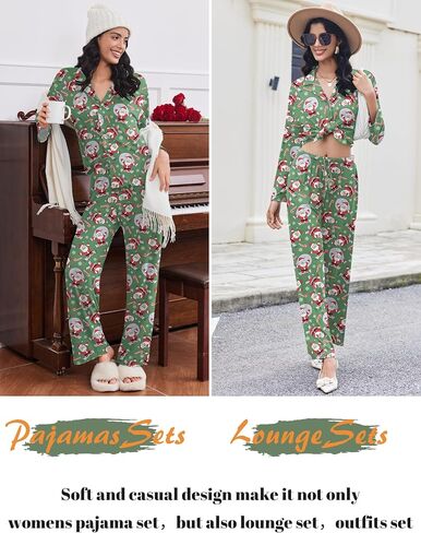 Ekouaer Women Pajamas Set Long Sleeve Sleepwear Button Down Pjs Soft 2 Piece Loungewear with Long Pants in Saudi Arabia