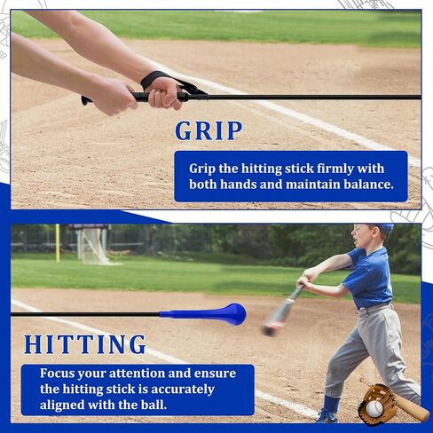 Baseball Hitting Stick,Batting Practice Equipment for Baseball and Softball,Extended Handlebar with Grip Strap,Ideal One-on-One Baseball Training Equipment in Saudi Arabia