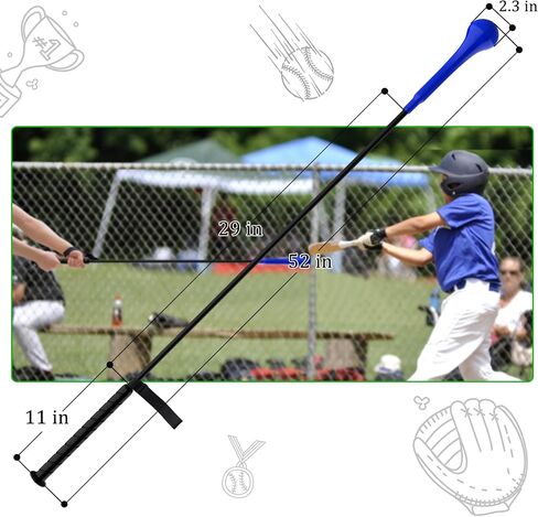 Baseball Hitting Stick,Batting Practice Equipment for Baseball and Softball,Extended Handlebar with Grip Strap,Ideal One-on-One Baseball Training Equipment in Saudi Arabia