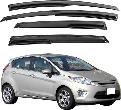 Tape on Window Visor Deflectors, Compatible with 2011-2019 Ford Fiesta Hatchback, Acrylic Smoke Tinted Mug Style Window Rain Guards, Sun Wind Side Vent Visor Set, 4 Pieces in Saudi Arabia