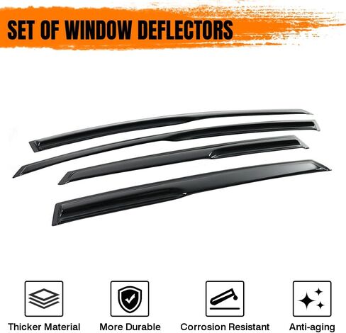 Tape on Window Visor Deflectors, Compatible with 2011-2019 Ford Fiesta Hatchback, Acrylic Smoke Tinted Mug Style Window Rain Guards, Sun Wind Side Vent Visor Set, 4 Pieces in Saudi Arabia