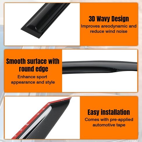 Tape on Window Visor Deflectors, Compatible with 2011-2019 Ford Fiesta Hatchback, Acrylic Smoke Tinted Mug Style Window Rain Guards, Sun Wind Side Vent Visor Set, 4 Pieces in Saudi Arabia