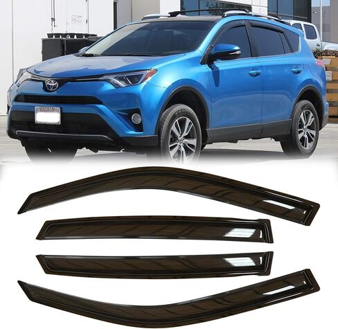 4 قطع من واقيات المطر للنافذة الخارجية المتينة وعواكس الرياح الجانبية والدخان الداكن وأقنعة النوافذ ذات المظهر الجميل المتوافقة مع 2014-2019 Toyota Corolla E170 in Kuwait