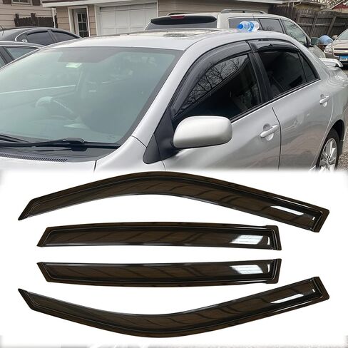 4 قطع من واقيات المطر للنافذة الخارجية المتينة وعواكس الرياح الجانبية والدخان الداكن وأقنعة النوافذ ذات المظهر الجميل المتوافقة مع 2014-2019 Toyota Corolla E170 in Kuwait