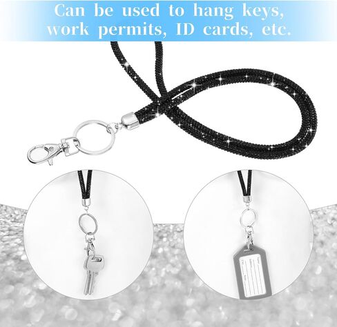 Bling Lanyard, 31.5'' White Lanyards for Women Rhinestone Office Lanyard Round Crystal Neck Strap Lanyard with Metal Clasp & Keyring for Id Badge Holder Id Card Keys Strap (White) in Kuwait