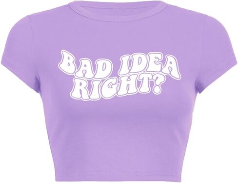 Letter Print Graphic Baby Tees y2k Women Summer Crop Tops in Kuwait