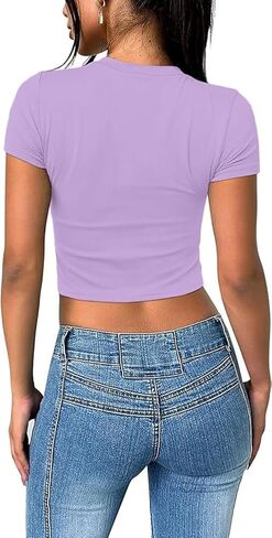 Letter Print Graphic Baby Tees y2k Women Summer Crop Tops in Kuwait