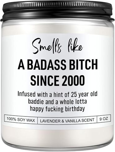 Funny Scented Candle, 25th Birthday Gifts for Women, 25th Birthday Decorations, Happy Bday Gifts for 25 Year Old Woman, Her, Daughter, Girls, Best Friend, Sister, Niece, Female, Born in 2000 in Saudi Arabia