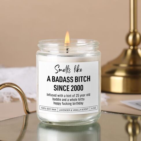 Funny Scented Candle, 25th Birthday Gifts for Women, 25th Birthday Decorations, Happy Bday Gifts for 25 Year Old Woman, Her, Daughter, Girls, Best Friend, Sister, Niece, Female, Born in 2000 in Saudi Arabia