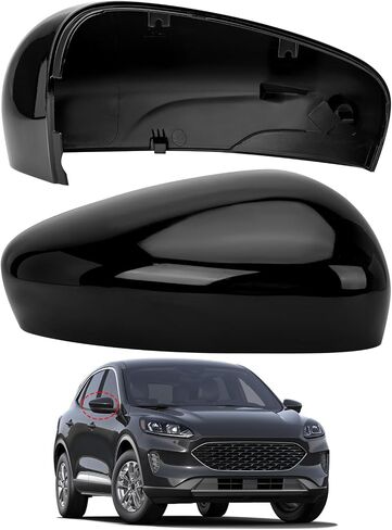 Passenger Side Mirror Cover Replacement for Ford Escape SE 2020 2021 2022 2023 2024, Escape SEL 2020-2024 - Right Side Mirror Covers, Rear View Mirrors Cap Accessories Without Lamp, Black in Saudi Arabia
