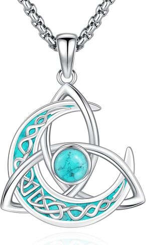 Turquoise Tree of Life Necklace for Women S925 Sterling Silver Turquoise Jewelry/Moon/Pentagram/Witch Knot/Lilith/Family Tree Pendant Anniversary Birthday Gift for Women in Saudi Arabia