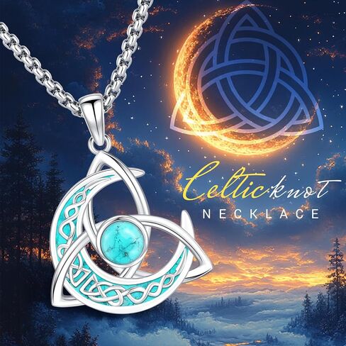 Turquoise Tree of Life Necklace for Women S925 Sterling Silver Turquoise Jewelry/Moon/Pentagram/Witch Knot/Lilith/Family Tree Pendant Anniversary Birthday Gift for Women in Saudi Arabia