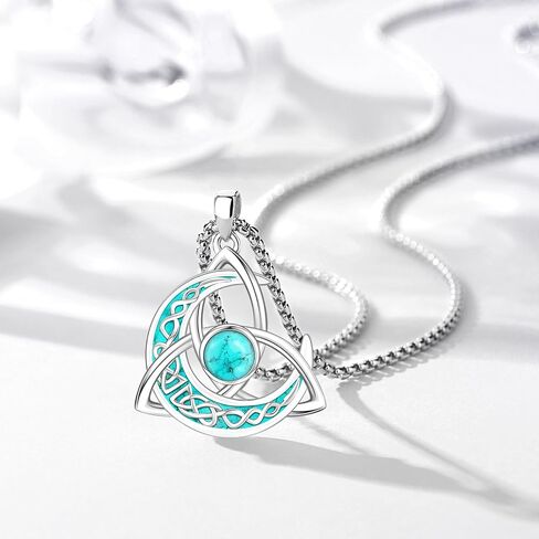 Turquoise Tree of Life Necklace for Women S925 Sterling Silver Turquoise Jewelry/Moon/Pentagram/Witch Knot/Lilith/Family Tree Pendant Anniversary Birthday Gift for Women in Saudi Arabia