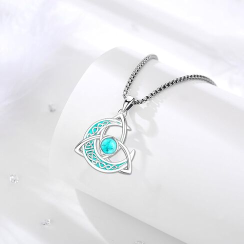Turquoise Tree of Life Necklace for Women S925 Sterling Silver Turquoise Jewelry/Moon/Pentagram/Witch Knot/Lilith/Family Tree Pendant Anniversary Birthday Gift for Women in Saudi Arabia
