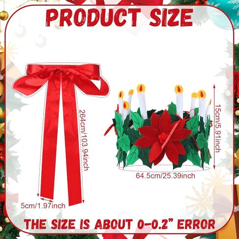 قطعتان من إكسسوارات أزياء عيد الميلاد سانت لوسيا مجموعة تاج وحزام سانكتا السويدية لوسيا كوين لهدايا عيد الميلاد زي النساء والبنات ومهرجان عيد الميلاد والغابات in Kuwait