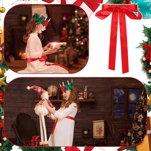 قطعتان من إكسسوارات أزياء عيد الميلاد سانت لوسيا مجموعة تاج وحزام سانكتا السويدية لوسيا كوين لهدايا عيد الميلاد زي النساء والبنات ومهرجان عيد الميلاد والغابات in Kuwait