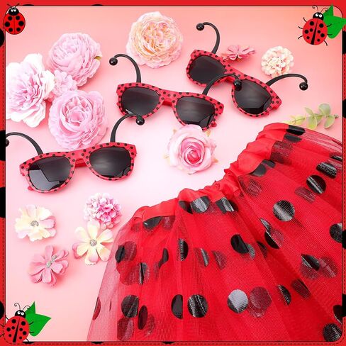 Mepase 6 Set Halloween Ladybug Costume for Women Ladybug Tutu Skirt and Sunglasses Red Polka Dot Skirt Costume Accessories Set for Cosplay Party Favor in Saudi Arabia