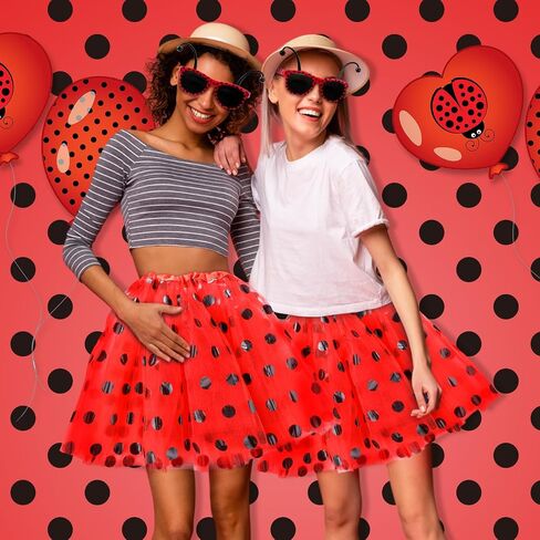 Mepase 6 Set Halloween Ladybug Costume for Women Ladybug Tutu Skirt and Sunglasses Red Polka Dot Skirt Costume Accessories Set for Cosplay Party Favor in Saudi Arabia