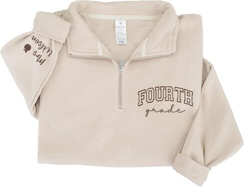 Personalized Embroidered Teacher Quarter Zip Sweatshirt, Custom Teacher Shirt Hoodie, Back to School Gifts in Saudi Arabia
