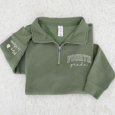 Personalized Embroidered Teacher Quarter Zip Sweatshirt, Custom Teacher Shirt Hoodie, Back to School Gifts in Saudi Arabia