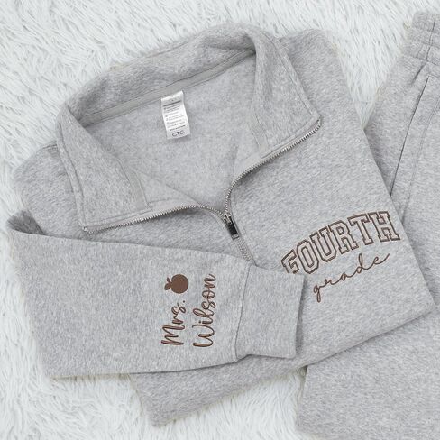 Personalized Embroidered Teacher Quarter Zip Sweatshirt, Custom Teacher Shirt Hoodie, Back to School Gifts in Saudi Arabia