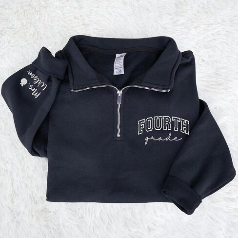 Personalized Embroidered Teacher Quarter Zip Sweatshirt, Custom Teacher Shirt Hoodie, Back to School Gifts in Saudi Arabia
