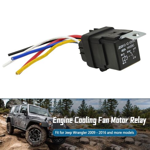 56055667AB Electrical Relay with Wiring Harness Compatible with Jeep Wrangler 2009-2016, Engine Cooling Fan Motor Relay Replace 56055667AA 56055667AB 56046958AB 56046958AA in Kuwait