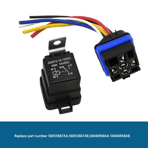 56055667AB Electrical Relay with Wiring Harness Compatible with Jeep Wrangler 2009-2016, Engine Cooling Fan Motor Relay Replace 56055667AA 56055667AB 56046958AB 56046958AA in Kuwait