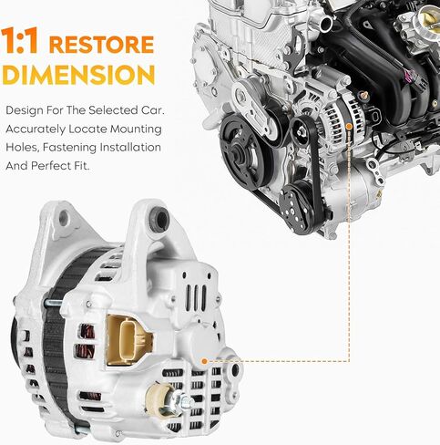 New Alternator fit for Mitsubishi Lancer 2.0L 2005 2006 2007 (Not for Turbocharged), 400-48093 AMT0170 11170 1800A002 in Saudi Arabia