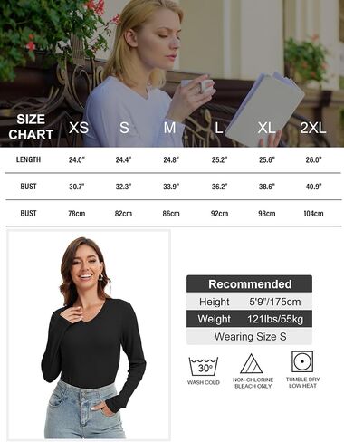 1/5 Pack Womens Basic Long Sleeve V Neck Shirts Slim Fitted Tight T Shirts Underscrubs Fall Casual Going Out Tops in Saudi Arabia