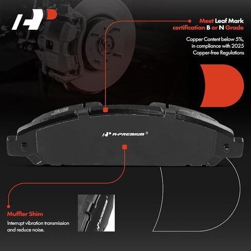 A-Premium Front Ceramic Disc Brake Pads Set Compatible with Select Ford Models - Mustang 2015 2016 2017 2018 2019 2020 2021 2022, 4 Pcs in Saudi Arabia
