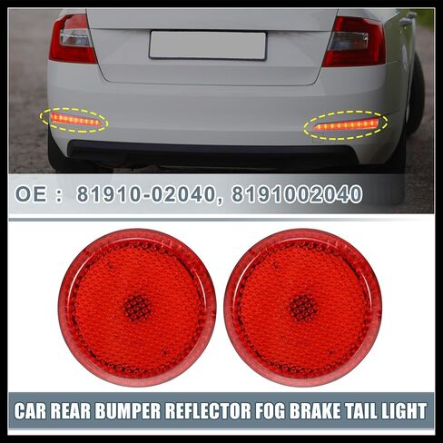 Rear Bumper Reflector Fog Brake Tail Light 81910-02040 8191002040 Red LED for Toyota Corolla 2009-2010 Plastic Red Lens (Set of 2) Durable Material in Saudi Arabia