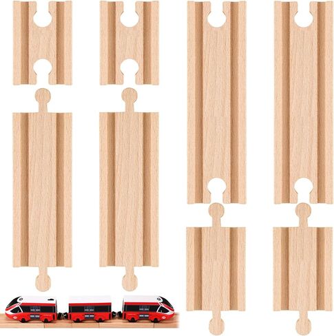 Liliful Pack of 8 Wood Train Track Expansion Packs| Compatible with Most Train Tracks| 6" Train Tracks (Straight) in Saudi Arabia
