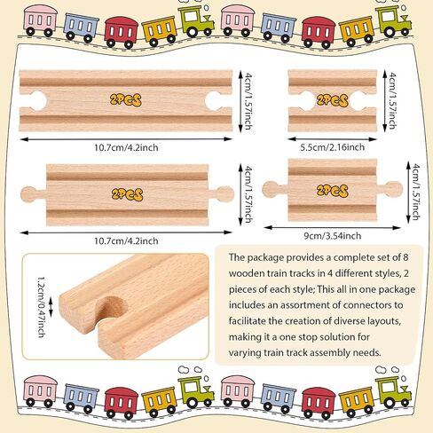 Liliful Pack of 8 Wood Train Track Expansion Packs| Compatible with Most Train Tracks| 6" Train Tracks (Straight) in Saudi Arabia
