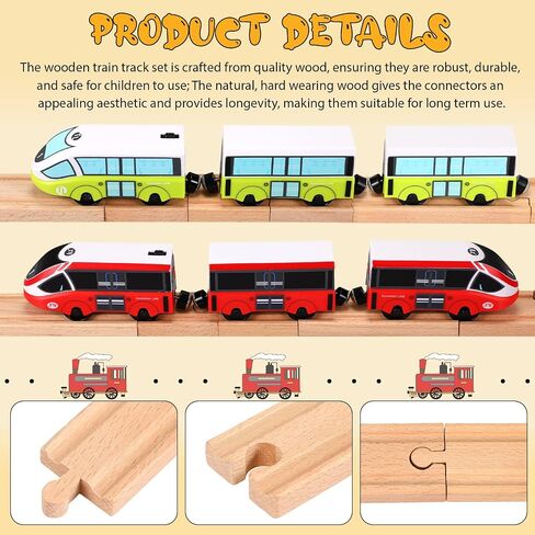 Liliful Pack of 8 Wood Train Track Expansion Packs| Compatible with Most Train Tracks| 6" Train Tracks (Straight) in Saudi Arabia