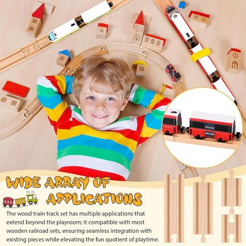 Liliful Pack of 8 Wood Train Track Expansion Packs| Compatible with Most Train Tracks| 6" Train Tracks (Straight) in Saudi Arabia