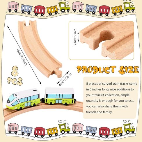 Liliful Pack of 8 Wood Train Track Expansion Packs| Compatible with Most Train Tracks| 6" Train Tracks (Straight) in Saudi Arabia