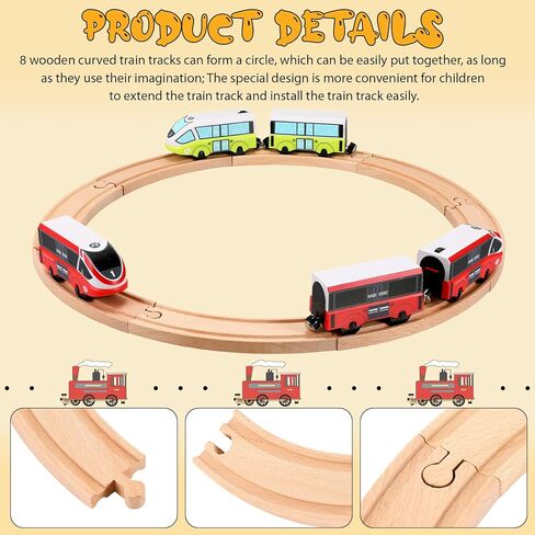 Liliful Pack of 8 Wood Train Track Expansion Packs| Compatible with Most Train Tracks| 6" Train Tracks (Straight) in Saudi Arabia