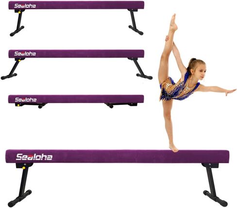 شعاع توازن فائق البساطة قابل للتعديل والطي بطول 6 أقدام، معدات الجمباز ذات شعاع عالي ومنخفض من جلد الغزال، لا تتطلب أداة، شعاع الجمباز للتدريب والتدريب المنزلي الاحترافي in Kuwait