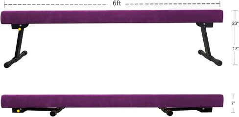 شعاع توازن فائق البساطة قابل للتعديل والطي بطول 6 أقدام، معدات الجمباز ذات شعاع عالي ومنخفض من جلد الغزال، لا تتطلب أداة، شعاع الجمباز للتدريب والتدريب المنزلي الاحترافي in Kuwait