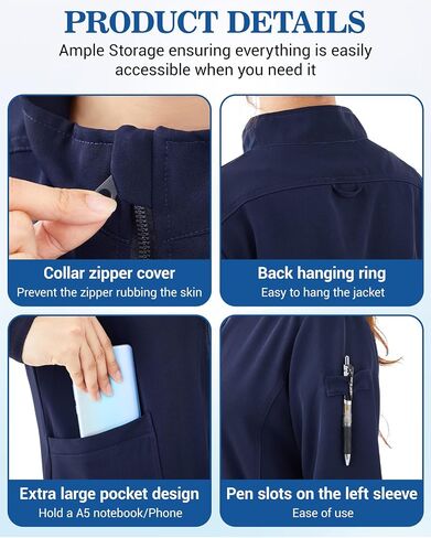 2 Pcs Women's Scrub Jackets, 4-Way Stretch Medical Jacket Moisture Wicking Zip Front Nurse Jacket for Women in Saudi Arabia