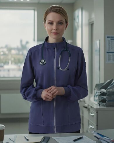 2 Pcs Women's Scrub Jackets, 4-Way Stretch Medical Jacket Moisture Wicking Zip Front Nurse Jacket for Women in Saudi Arabia