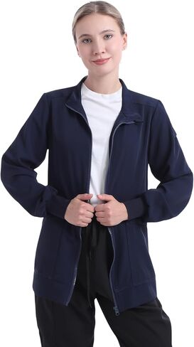 2 Pcs Women's Scrub Jackets, 4-Way Stretch Medical Jacket Moisture Wicking Zip Front Nurse Jacket for Women in Saudi Arabia