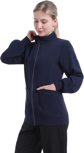 2 Pcs Women's Scrub Jackets, 4-Way Stretch Medical Jacket Moisture Wicking Zip Front Nurse Jacket for Women in Saudi Arabia