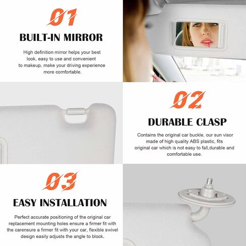 Gray Driver Left Side Sun Visor Replacement Compatible with Scion TC 2005 2006 2007 2008 2009 2010 Replace 74320-21210-B2 in Saudi Arabia